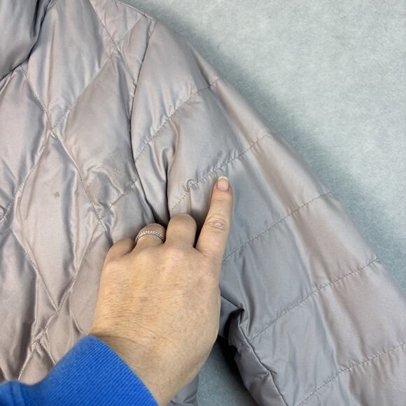 Athleta Jacket Small Responsible Goose Down Gray Pebble Puffer Quilted Coat - Picture 7 of 13